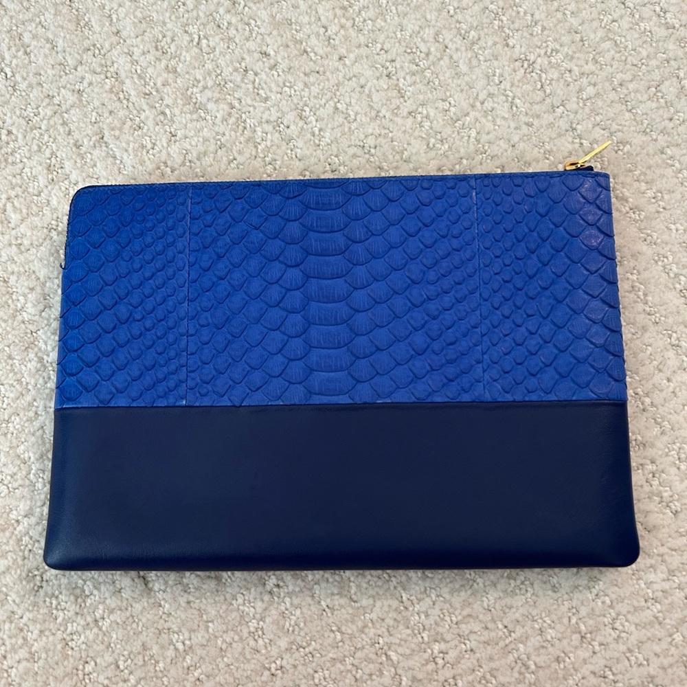 Celine Blue Python Leather Zippy Pouch - image 4